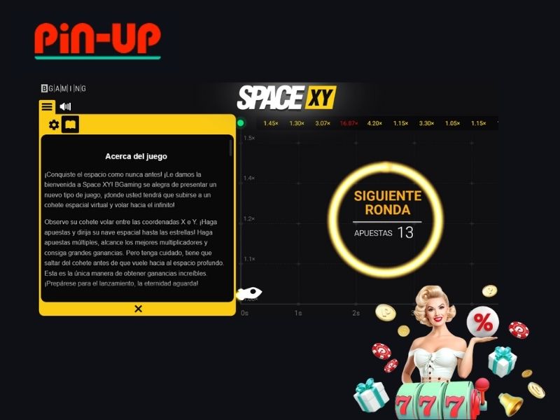 Características del juego en línea SpaceXY Pinup