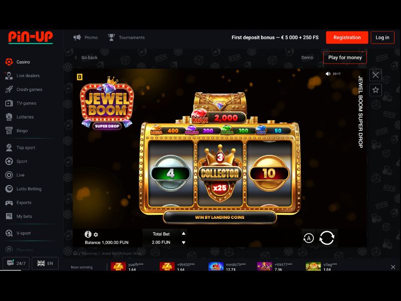 Jewel Boom Super Drop w kasynie online Pin Up