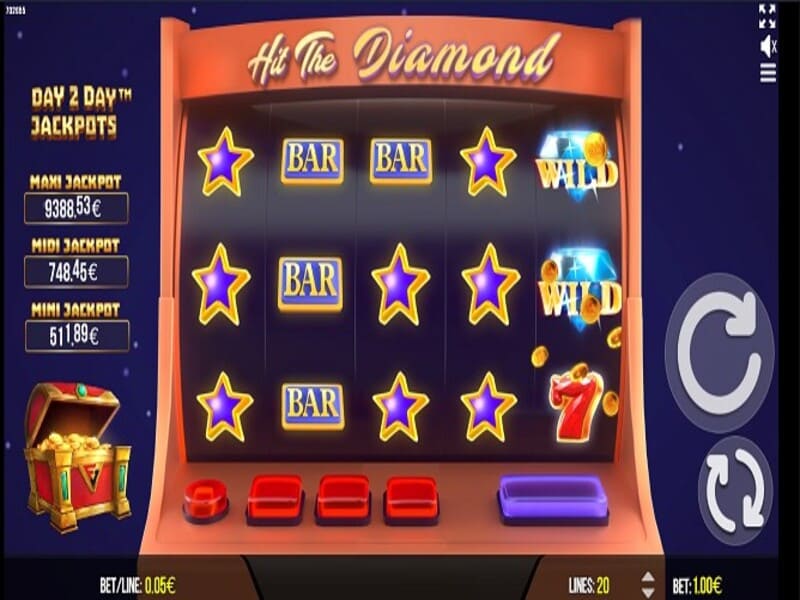 Características e fichas do slot Hit the Diamond Pin-Up
