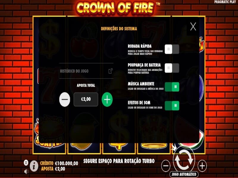 Características do slot Crown of Fire Pin-Up
