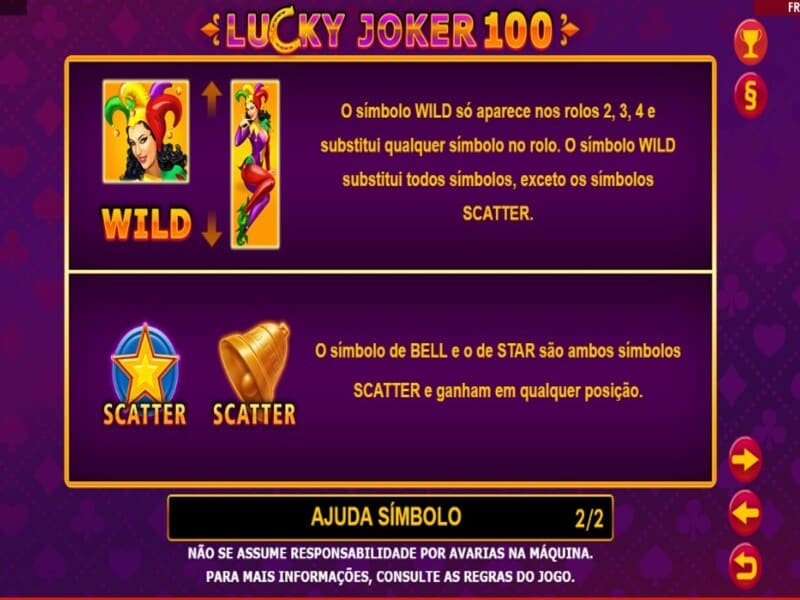 Características e fichas do slot Lucky Joker 100 Pin-Up