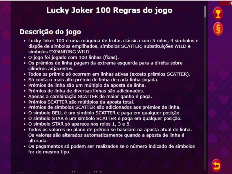 História do jogo Lucky Joker 100 Pin-Up