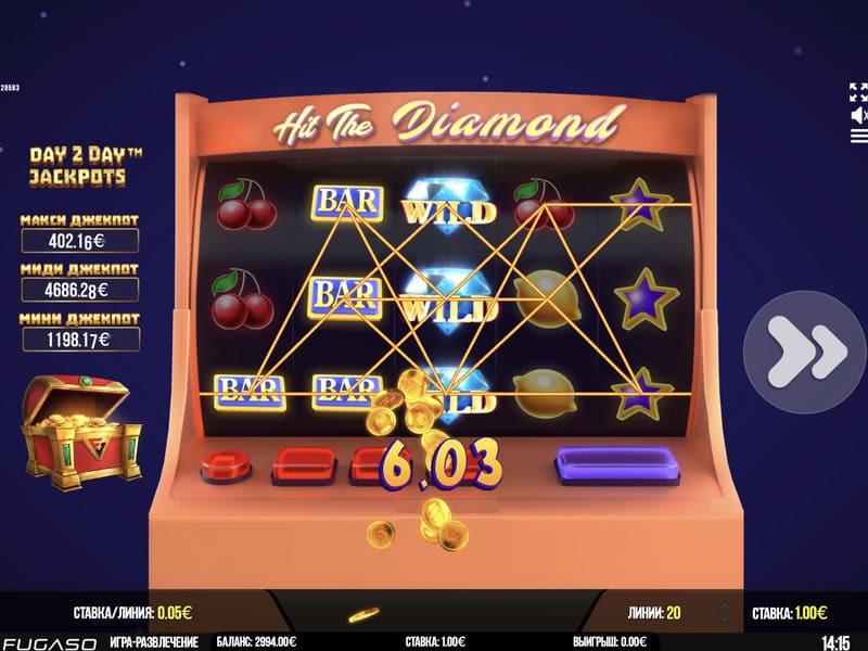 Играть бесплатно в игровой автомат Hit the Diamond Пин ап